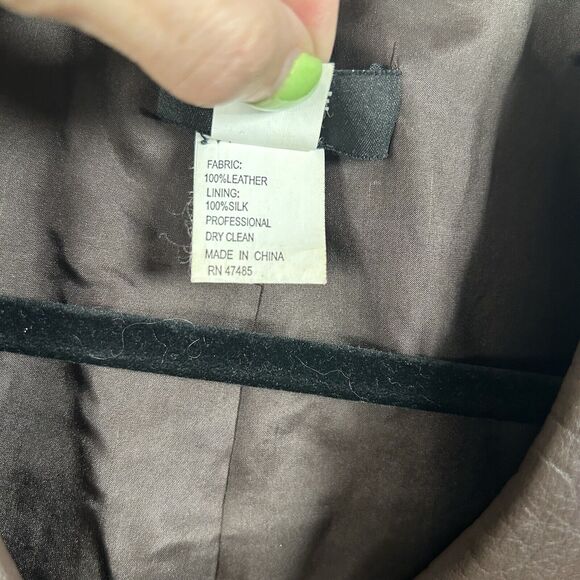 Philippe Adec Womens Button Notched Lapel Leather Jacket Brown Vintage Size 4 - Picture 3 of 7